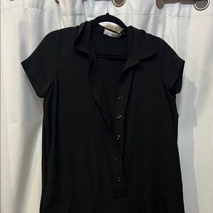 Black Button-Up Short Sleeve jumpsuit